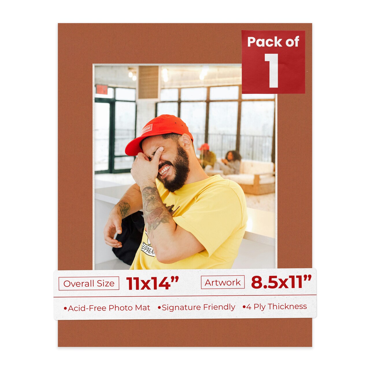 Terra-cotta Red Mat Board for 11x14 Frames - Fits 8.5x11 Photos